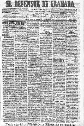 'El Defensor de Granada  : diario político independiente' - Año XXIV Número 12553  - 1902 Septiembre 24