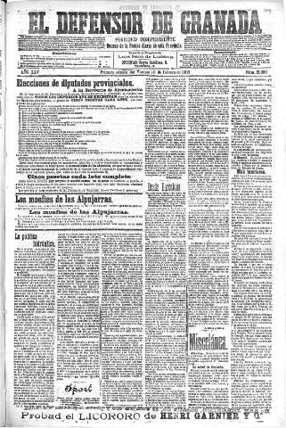 'El Defensor de Granada  : diario político independiente' - Año XXV Número 12880  - 1903 Febrero 20