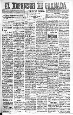 'El Defensor de Granada  : diario político independiente' - Año XXV Número 12957  - 1903 Mayo 09