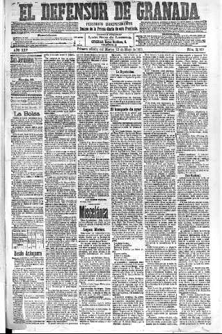 'El Defensor de Granada  : diario político independiente' - Año XXV Número 12960  - 1903 Mayo 12