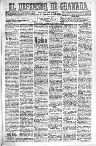 'El Defensor de Granada  : diario político independiente' - Año XXV Número 12961  - 1903 Mayo 13
