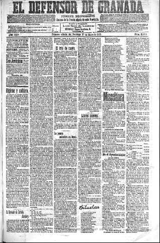 'El Defensor de Granada  : diario político independiente' - Año XXV Número 12695  - 1903 Mayo 17