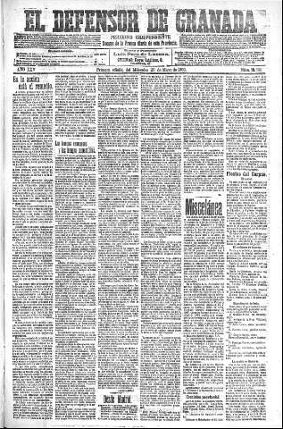 'El Defensor de Granada  : diario político independiente' - Año XXV Número 12698  - 1903 Mayo 20