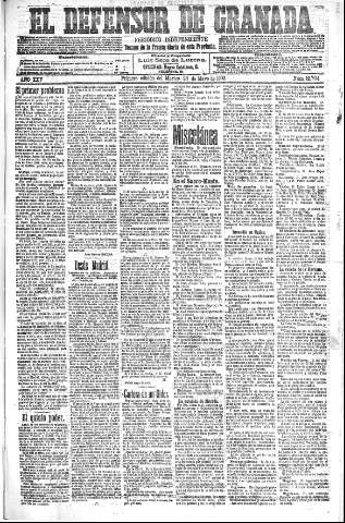 'El Defensor de Granada  : diario político independiente' - Año XXV Número 12704  - 1903 Mayo 26