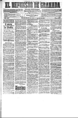 'El Defensor de Granada  : diario político independiente' - Año XXV Número 12710  - 1903 Junio 01