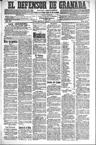 'El Defensor de Granada  : diario político independiente' - Año XXV Número 12318  - 1903 Junio 05