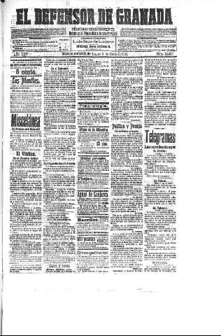 'El Defensor de Granada  : diario político independiente' - Año XXV Número 12987  - 1903 Junio 08