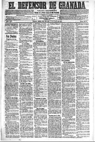 'El Defensor de Granada  : diario político independiente' - Año XXV Número 12989  - 1903 Junio 10