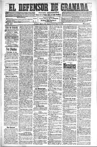 'El Defensor de Granada  : diario político independiente' - Año XXV Número 12997  - 1903 Junio 18