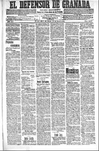 'El Defensor de Granada  : diario político independiente' - Año XXV Número 13002  - 1903 Junio 23