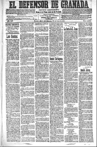 'El Defensor de Granada  : diario político independiente' - Año XXV Número 13003  - 1903 Junio 24