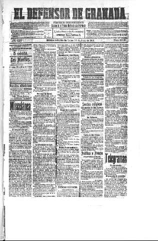 'El Defensor de Granada  : diario político independiente' - Año XXV Número 13008  - 1903 Junio 29