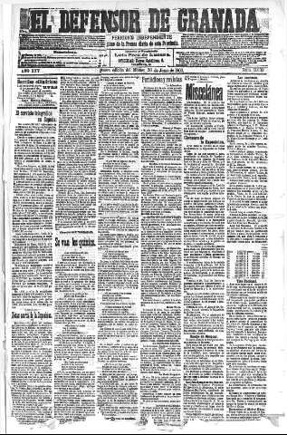 'El Defensor de Granada  : diario político independiente' - Año XXV Número 13009  - 1903 Junio 30