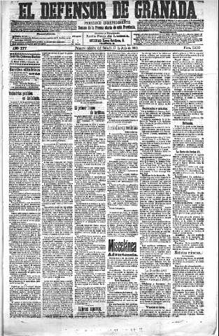 'El Defensor de Granada  : diario político independiente' - Año XXV Número 13020  - 1903 Julio 11