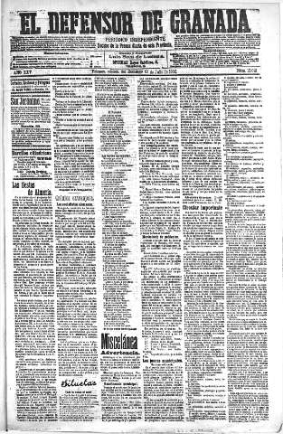 'El Defensor de Granada  : diario político independiente' - Año XXV Número 13021  - 1903 Julio 12