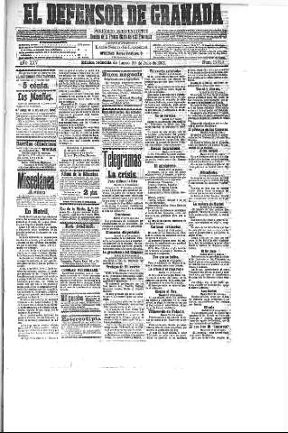 'El Defensor de Granada  : diario político independiente' - Año XXV Número 13029  - 1903 Julio 20