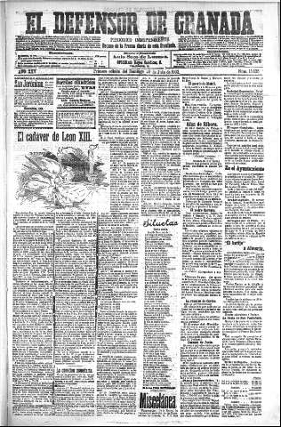 'El Defensor de Granada  : diario político independiente' - Año XXV Número 13035  - 1903 Julio 26