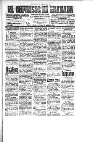 'El Defensor de Granada  : diario político independiente' - Año XXV Número 13036  - 1903 Julio 27