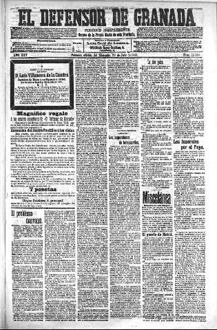 'El Defensor de Granada  : diario político independiente' - Año XXV Número 13038  - 1903 Julio 29