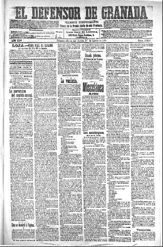 'El Defensor de Granada  : diario político independiente' - Año XXV Número 13067  - 1903 Agosto 27