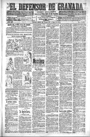 'El Defensor de Granada  : diario político independiente' - Año XXV Número 13068  - 1903 Agosto 28