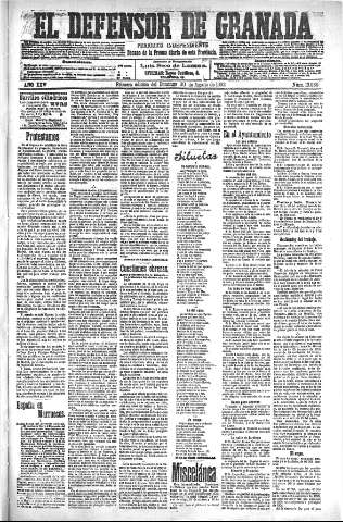 'El Defensor de Granada  : diario político independiente' - Año XXV Número 13070  - 1903 Agosto 30
