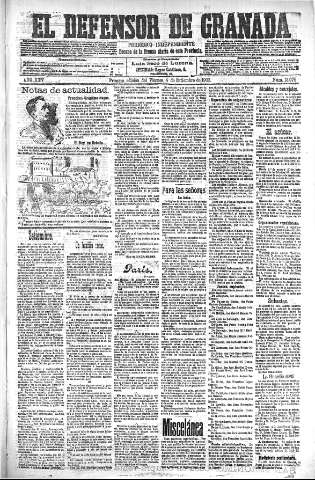 'El Defensor de Granada  : diario político independiente' - Año XXV Número 13075  - 1903 Septiembre 04