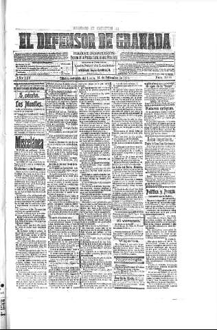 'El Defensor de Granada  : diario político independiente' - Año XXV Número 13085  - 1903 Septiembre 14