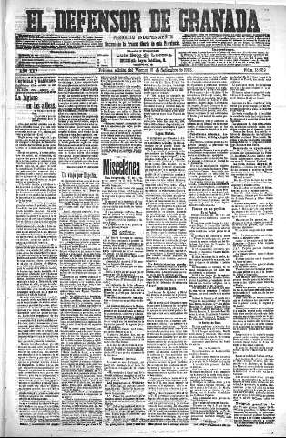 'El Defensor de Granada  : diario político independiente' - Año XXV Número 13089  - 1903 Septiembre 18