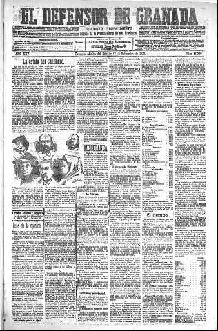 'El Defensor de Granada  : diario político independiente' - Año XXV Número 13090  - 1903 Septiembre 19