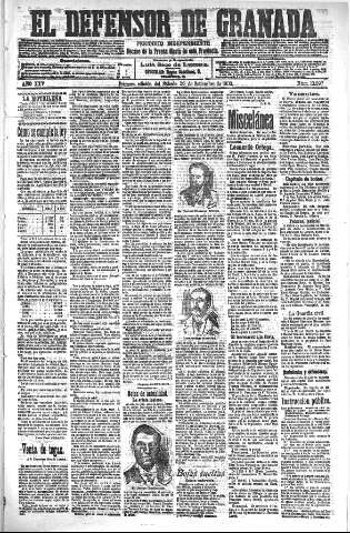 'El Defensor de Granada  : diario político independiente' - Año XXV Número 13097  - 1903 Septiembre 26