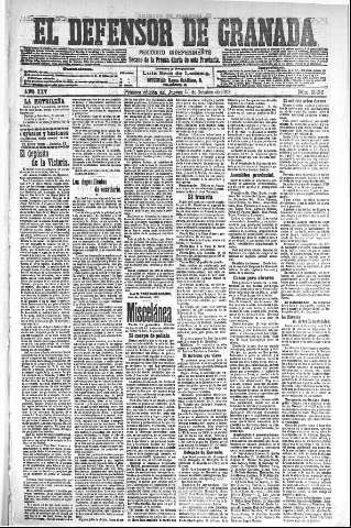 'El Defensor de Granada  : diario político independiente' - Año XXV Número 13102  - 1903 Octubre 01