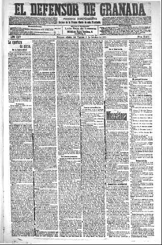 'El Defensor de Granada  : diario político independiente' - Año XXV Número 13103  - 1903 Octubre 02