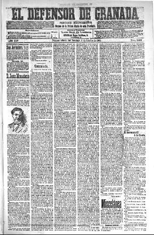 'El Defensor de Granada  : diario político independiente' - Año XXV Número 13105  - 1903 Octubre 04