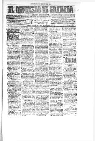 'El Defensor de Granada  : diario político independiente' - Año XXV Número 13106  - 1903 Octubre 05