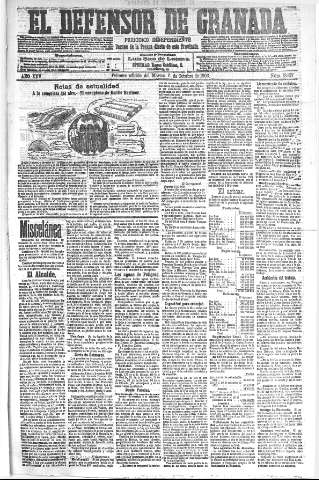 'El Defensor de Granada  : diario político independiente' - Año XXV Número 13107  - 1903 Octubre 06