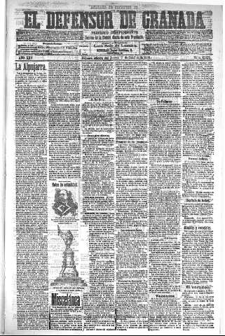 'El Defensor de Granada  : diario político independiente' - Año XXV Número 13109  - 1903 Octubre 08