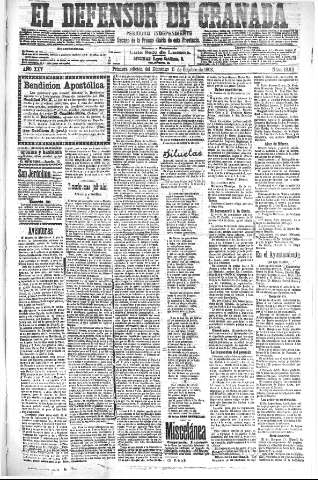 'El Defensor de Granada  : diario político independiente' - Año XXV Número 13112  - 1903 Octubre 11