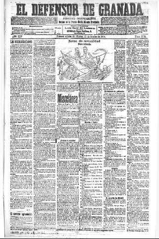 'El Defensor de Granada  : diario político independiente' - Año XXV Número 13114  - 1903 Octubre 13