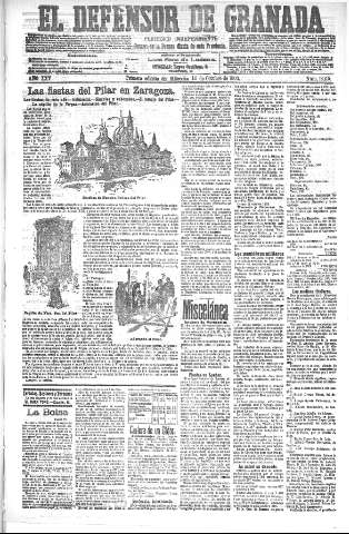 'El Defensor de Granada  : diario político independiente' - Año XXV Número 13115  - 1903 Octubre 14