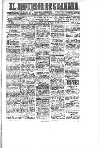 'El Defensor de Granada  : diario político independiente' - Año XXV Número 13120  - 1903 Octubre 19
