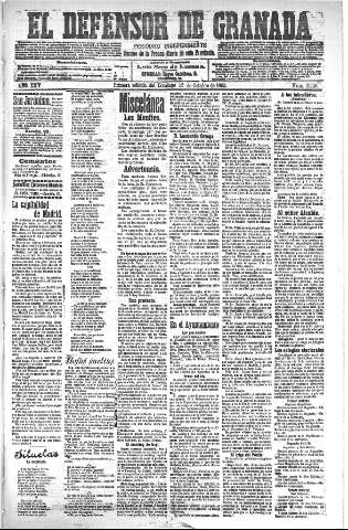 'El Defensor de Granada  : diario político independiente' - Año XXV Número 13126  - 1903 Octubre 25