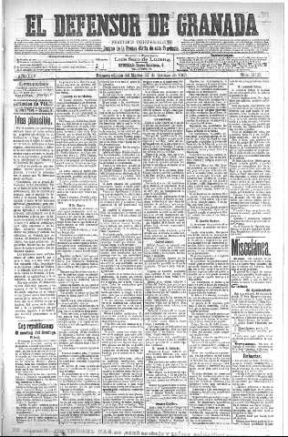 'El Defensor de Granada  : diario político independiente' - Año XXV Número 13127  - 1903 Octubre 27