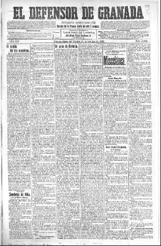 'El Defensor de Granada  : diario político independiente' - Año XXV Número 13130  - 1903 Octubre 30