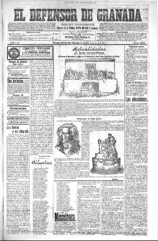 'El Defensor de Granada  : diario político independiente' - Año XXV Número 13132  - 1903 Noviembre 01