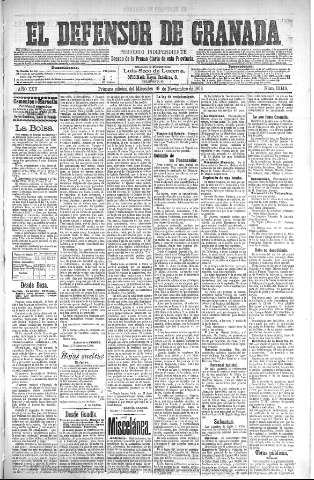 'El Defensor de Granada  : diario político independiente' - Año XXV Número 13149  - 1903 Noviembre 18