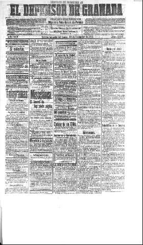 'El Defensor de Granada  : diario político independiente' - Año XXV Número 13188  - 1903 Diciembre 28