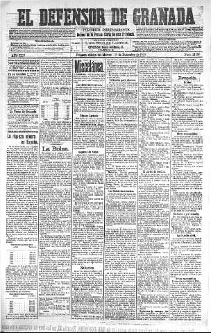 'El Defensor de Granada  : diario político independiente' - Año XXV Número 13189  - 1903 Diciembre 29