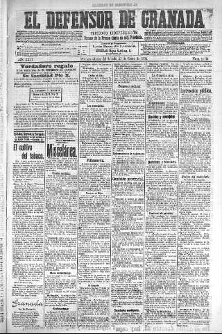 'El Defensor de Granada  : diario político independiente' - Año XXVI Número 13114  - 1904 Enero 23