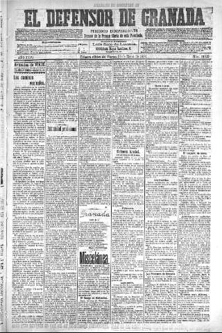 'El Defensor de Granada  : diario político independiente' - Año XXVI Número 13120  - 1904 Enero 29